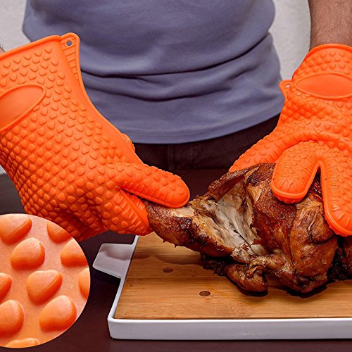 Omiki Silikon Handschuhe Fleisch Klauen Hitzebeständige Grillen Ofen Handschuhe Handschuhe Set BBQ Kochen Handschuhe mit Fleisch Shredder - 7