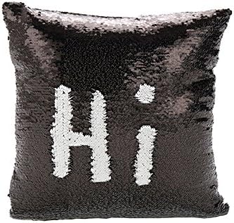 Homelavafans Mermaid Sequins Pillow Cases Cushion Covers Two-color Change DIY Sequins Cushion Inverted Flip Sequin Pillow 40x40cm (Grey+Black)