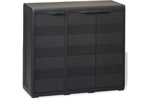 vidaXL Armoire de Rangement de Jardin avec 3 Etagères Organisation Meuble de Stockage Fournitures Ménagères Jardin Patio Extérieur Noir et Gris