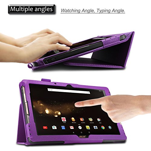 Acer Iconia One 10 B3-A30/A3-A40 Hülle, Infiland Slim Fit Folio PU-lederne dünne Kunstleder Schutzhülle Cover Tasche für Acer Iconia Tab 10 (A3-A40) 25,6 cm (10,1 Zoll Full HD) Tablet-PC/ Acer Iconia One 10 (B3-A30) 25,7 cm (10,1 Zoll HD) Tablet-PC(Lila) - 3