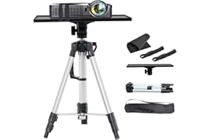 UNHO Trépied Vidéorojecteur en Aluminium, Support Projecteur Hauteur Réglable 53-138cm Table pour Videoprojecteur avec Plateau et Sac de Transport Idéal pour Studio Scène Réunion - Argenté