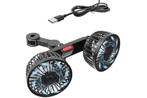 SKIKHN Auto Ventilator für Rücksitz,5v Doppelkopf Auto Ventilator USB,Tragbare 360 °Drehbarer Auto Fan Ventilator Leise mit 3 Geschwindigkeiten,für Fahrzeuge Wie Limousine,Suv,Rv Autositz