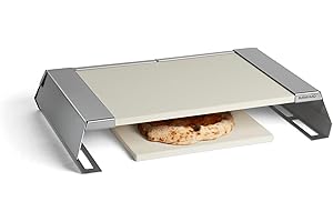 ‎BURNHARD BURNHARD Pizzaaufsatz für Gasgrills, Pizza Cover mit Cordierit-Pizzasteinen, Edelstahl Pizzahaube, passt ab 56 x 38 cm Grillfläche, ideal für FRED & EARL Grills, Pizza in 90-120 Sek