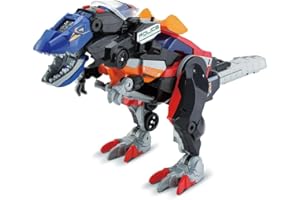 VTech - Switch & Go Dinos Combo, Dinosaure Sonore Trio, le Méga T-Rex SOS 3 en 1, Voiture de Police, Camion de Pompiers, Hélicoptère, Jouet Dino Articulé, Cadeau Enfant Dès 4 Ans - Contenu en Français