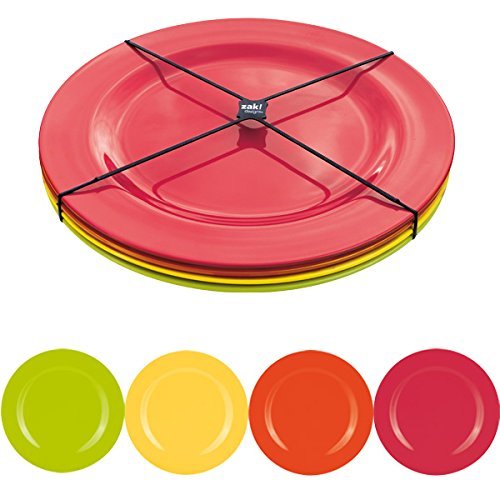 Zak Designs 2073-4411 Assiette, mélamine, Hot Pop - 24 x 24 x 3 cm - 4 pièces