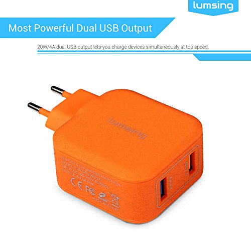 Lumsing USB Schnellladegerät Quick Charge 2 Port-Ladegerät, 20W QC2.0 Dual USB Port Reise-Ladegerät für iPhone, Samsung Galaxy S5/ S6, Hinweis 4 /5 ,Google Nexus 6, Sony Xperia Z3 /Z4 Tablet Orange - 4
