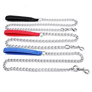 Pets Empire Dog Chain Leash with Nylon Handle- Large (Colour May Vary)
