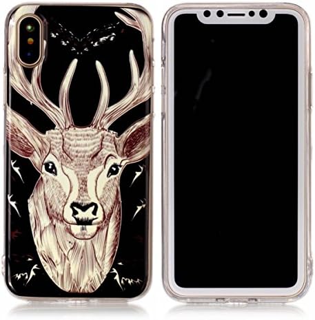 iphone X Luminous Case, MEETER Soft TPU Transparent Back Cover Ultra Thin Slim Fit Non-Slip Anti-Scratch Durable Effect Fluorescent Night Glow In The Dark Cover Case for iphone X - Deer