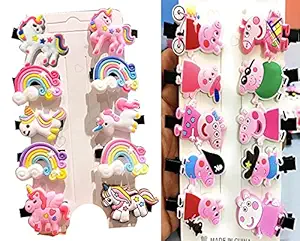 UMANSHI CREATIONS 15 pcs Princess Mermaids Hair Clips with Alligator Set Baby Hairpin For Kids Girls Toddler Hair Accessories RAINBOW UNICORN Peppa Pig Cartoon. (Set 3)