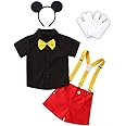 Lito Angels Mickey Costume Fancy Dress Up Suit Set with Mouse Ears Headband and White Gloves for Baby and Kids Boys