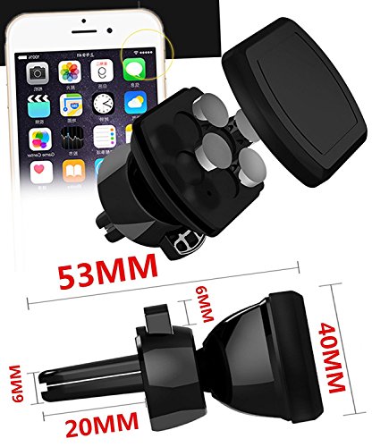 lucklystarÂ® Supporto Magnetico di Movil per griglie del aria di auto supporto rotazione di 360??Â° accessori per dispositivi portatili per iPhone 7/6Â Plus/6S/6/Se/Android Smartphone GPS Navigatore (Nero)