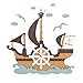 Produktbild AIKE Nordeuropa Jahrgang Persönlichkeit Karikatur Leise Wandbehang Dekoration Geschenke Farbe Piratenschiff Wanduhr Uhr Wohnzimmer Schlafzimmer Restaurant Eingang Kinderzimmer 48 * 48
