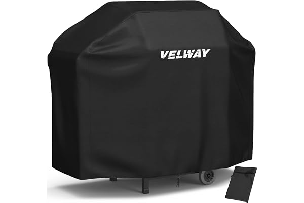Velway Housse Barbecue, Bâche Résistante de 210D Oxford Protection BBQ à Gaz, Couverture de Grill Anti-Vent/Anti-UV/Anti-l'eau/Anti-l'Humidité/Antipoussière 147x61x117cm Noir