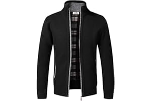 JINSHA Cárdigan de Punto para Hombre, suéter Grueso con Cremallera Completa y Cuello Alto, cálido suéter con Forro Polar para Invierno