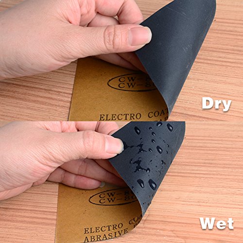 Schleifpapier sortiert Wet/Dry, 102 teilig 60 bis 3000 Körnung Schleifpapier Sortiment, 7,6 x 14 cm Schleifmittel Papier Tabelle mit gratis Geschenkbox, für Automotive Schleifen, Holz Möbel Finishing - 4