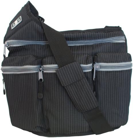 Diaper Dude Messenger Diaper Bag, Black Pinstripe