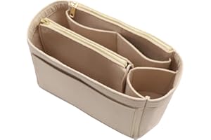 LEXSION Felt Purse Organizer Insert Zipper Tote Bag Shaper Fit Speedy Neverful PM MM B-Beige Large