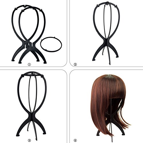 SUMERSHA Perücke-Standplatz beweglicher Perücke-Standplatz, Perücke Trockner 6 Stück (Schwarz) - 3