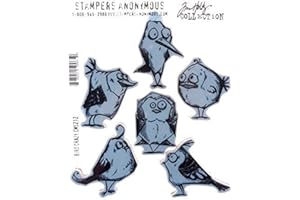 Stampers Anonymous CMS-212 Crazy Bird Tampon Monté Rouge Gris 17,8 x 21,6 cm