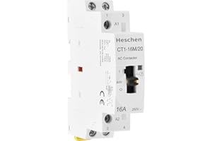 Heschen Modular Household AC Contactor, CT1-16M/20, 16A, 2 Pole, 2NO, Two Normally Open, 220VAC Coil, 35mm DIN Rail Mounting, with Manual Control Switch