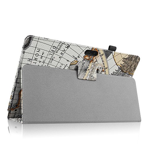 Fintie Dragon Touch X10 Folio Hülle Case – Slim Fit Folio Premium Kunstleder Schutzhülle Tasche Etui Smart Cover mit Standfunktion Stylus Loop für Dragon Touch X10 10.6 Zoll 8 Kern Android Tablet PC, Landkarte Design - 6