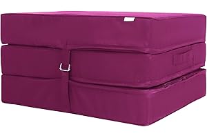 BBLOSSOM Fuchsia CUBE Fold Out Guest Chair Z Bed Futon Sofa Comfortable Supreme Quality Foam for Adult and Kids Lounger Mattress
