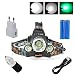 Produktbild BORUIT Stirnlampe RJ-3000 LED Scheinwerfer Sehrhell 1xT6 + 2xR5 5000LM Kopfleuchte Wiederaufladbar Headlight 3 Modi Wasserdicht Nachtsicht Tragbar Aussenleuchte