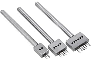 HZTYYIER 3Pcs 2/4/6 Strumento artigianale in pelle d'acciaio perforatore Fila perforatrice Strumento per punzonatura per allacciatura fai-da-te con passo 4/5/6/8 mm(6mm Pitch)