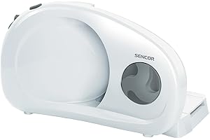 Sencor Affettatrice Elettrica Professionale - Potente e Compatta, Lama in Acciaio Inox 170mm, Spessore Regolabile 0-15mm, Ideale per Prosciutto, Salumi, Pane, Formaggio, 100W - SFS 1000WH - Bianco