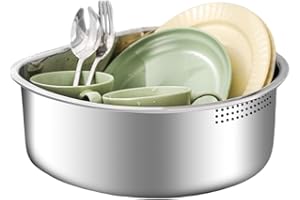 FAB4HOME Bassine à Vaisselle en Acier Inoxydable - sans Plastique - cuve à Vaisselle 8 litres