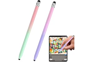 GNALIA 2 Piezas Lápiz para Tablet 2 En 1, Stylus Táctil para Móviles/Tabletas, Compatible con iPhone iPad Samsung, Color Verde Degradado Rosa + Morado Degradado Rosa