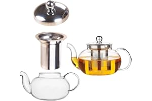 NORMAHN - Theiere en verre Borosilicate - Bouilloire à Thé - Théières Avec Infuseur amovible - 800ml