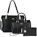 Produktbild COOFIT Damen Handtasche, Handtaschen Set Damen Handtasche Schwarz Leder Tasche Set mit Crossbody Tasche Umhängetasche Damen Henkeltaschen Handgelenktasche Muttertag Geschenk