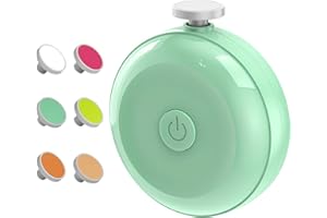 IZyufan Elektrische Baby Nagelfeile, 6 in 1 Set Elektrische Nagelfeile für Zehen und Finger, Austauschbare Schleifköpfe, Leise und Sicherer, Geschenk für Neugeborene (Grün)