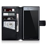 Xperia XZ Premium Case, Terrapin [ECHT LEDER] Brieftasche Case Hülle mit Standfunktion Kartenfächer und Bargeld für Sony Xperia XZ Premium Hülle Schwarz - 