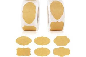 600PCS étiquettes autocollantes en papier kraft, étiquettes cadeaux pour bouteilles d'huiles essentielles, bocaux Mason, bocaux alimentaires et décoration de cadeaux（2 rouleaux）