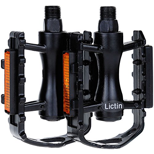 Lictin Fahrradpedale Mountainbike Pedale Pedale aus einer Aluminiumlegierung mit hochwertiger Lagerung Anti-Rutschpedal Trekking Pedale (ein Paar) für Mountainbike, Rennrad, Stadtrad u.a. schwarz, 9/16