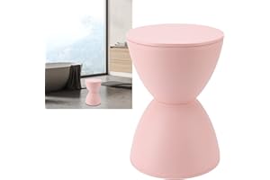 RIUULITY Hourglass Shaped Stool Plastic, Modern Simple Nordic Style Household Round Stool for Bathroom Fitting Room Nordic Style Round Stool for Bathroom (Pink)