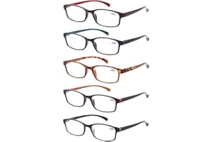 Kerecsen Reading Glasses 5 Pack Fashion Spring Hinge Readers Men & Women Comfortable Glasses for Reading (1.75, 5 Pack Mix Color)