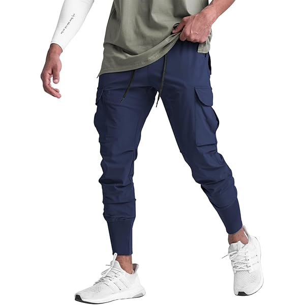 Pantalon Cargo Homme Ample - Coupe Droite, Taille élastique Avec Cordon, Poches Multiples, Noir