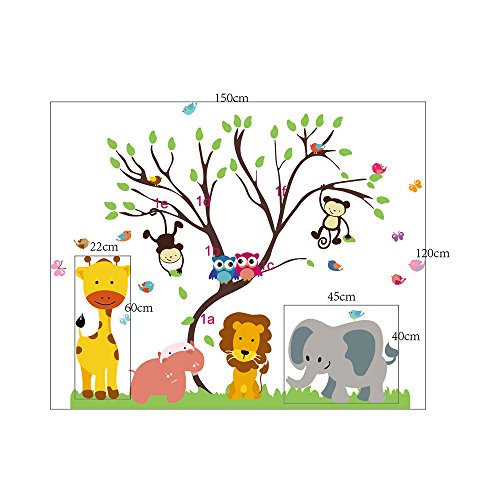 Walplus 150 x 120 cm Wand Aufkleber Monkey Animal Forest Tree Abnehmbare Wandbild Kunst Abziehbilder Vinyl Home Dekoration DIY Décor Tapete Kinderzimmer Kinder Kinder Raum Geschenk, mehrfarbig - 3