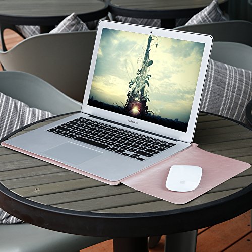 GENORTH® Wasserdicht Mikrofaser PU Leder Laptop Hülle für MacBook Pro 13 Zoll mit innen- und Außenbereich Mauspad(New MacBook Pro 13“ in 2016, Rose Gold) - 6