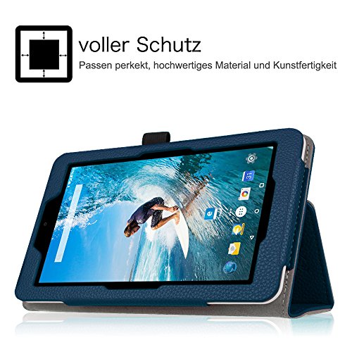 Fintie Odys Vito 7 Hülle Case – Slim Fit Folio Kunstleder Schutzhülle Cover Tasche mit Ständerfunktion und Stylus-Halterung für Odys Vito 17,8 cm (7 Zoll) Tablet-PC, Marineblau - 4