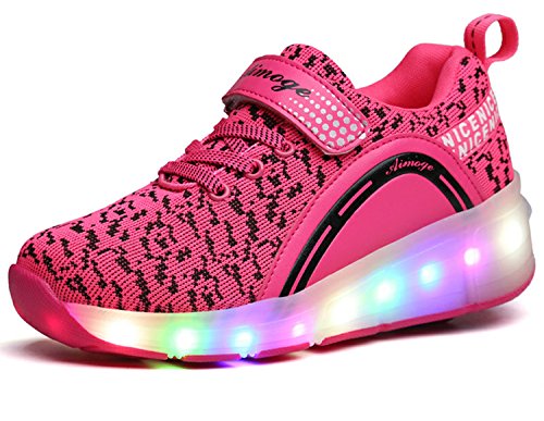 ECOTISH Para Skate Zapatos Deportivas Rojas con Luces LED Niña
