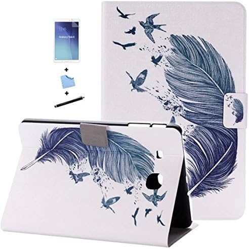 TIODIO® 4 in 1 Ultra Slim Lightweight Smart-shell Holder Stand Leather Case for Samsung Galaxy Tab E 9.6-Inch SM-T560/SM-T561, Screen Protector Film and Stylus Pen included, C41