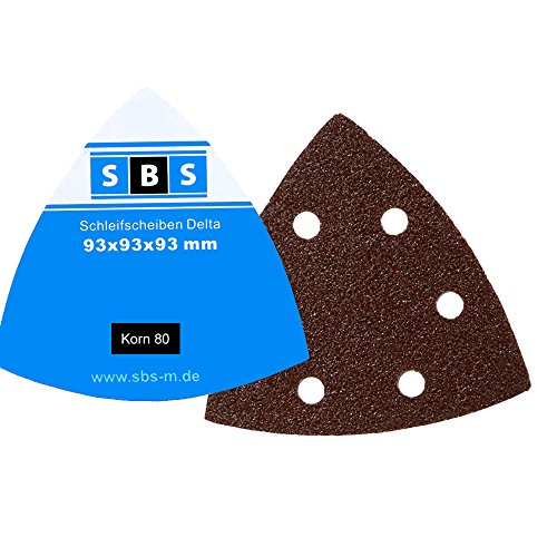 SBS Klett-Schleifdreiecke 93x93x93 50 Stück Korn 80 Delta 6 Loch