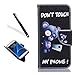 Produktbild Galaxy S7 Hülle,Lederhülle für Samsung S7 Case,Leeook Schön Retro Elegant Funny Cute Blau Bär DON'T TOUCH MY PHONE Muster Malerei Entwurf Ledercase Tasche Hüllen Brieftasche PU Lederhülle Flip Klapp Hülle im Bookstyle Cover Schale Stand Ständer Etui Karten Slot Schutzhülle Tasche Wallet Case für Samsung Galaxy S7 + 1 x Schwarz Eingabestift-Blue Bear