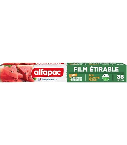 Film étirable Compostable ECOOPTS - 2 Rouleaux 30 Cm X 30 M - Sans BPA, Prédécoupé 30x35 Cm - Congélateur Safe - 6