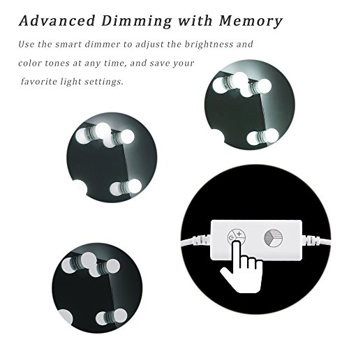 confronta il prezzo Kit Luci per Specchio WanEway Stile Hollywood per Trucco Specchio Cosmetico con Illuminazione e Alimentazione, 6 lampadine a LED, Specchio non Incluso miglior prezzo