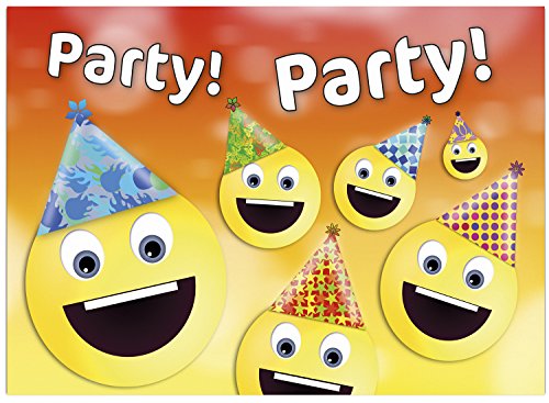 16 Einladungskarten zum Kindergeburtstag - Motiv Smiley - für Kinder, Jungen, Mädchen,Feier Geburtstagseinladungen im Set